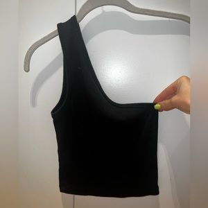black over the shoulder crop top